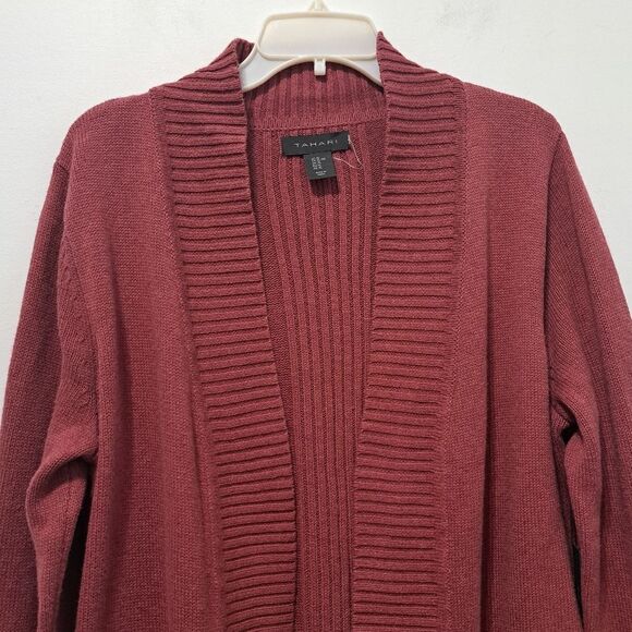 Tahari Open Front Cotton Blend Lagenlook Knit Sweater Burgundy Size XL NWT - Picture 11 of 15